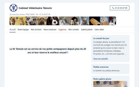 Site témoin sur ordinateur : page d'accueil