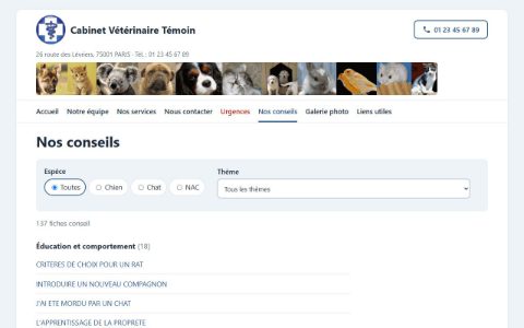Site témoin sur ordinateur : conseils vétérinaires