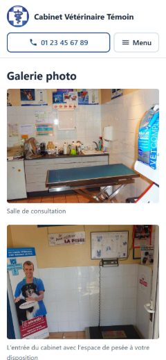 Site témoin sur smartphone : galerie photos